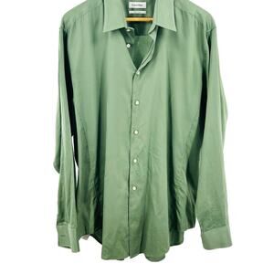 Calvin Klein Green Slim Fit Stretch Dress shirt‎ 17 1/2  33/35 Long Sleeve